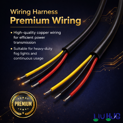 LIU HJG 3 Pin Coupler Premium Wiring Harness for Auxiliary LED Fog Lights 3.4 Meter Wire with Heavy Duty Metal Switch Copper Wiring Suitable for 3 Wire Fog Lights (Pack of 1)