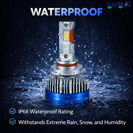 LIU HJG LED 9005 Headlight Fitting Waterproof & Heat Dissipation 120W Each (240W Total) 12V-80V DC Power High Beam White Light Reflection Universal Fit for All Bikes & Cars Model (Pack of 2) - LIU HJG