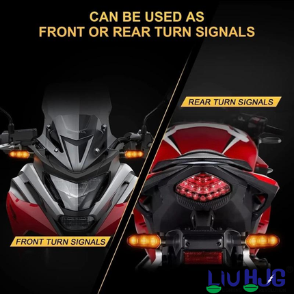 LIU HJG Motorcycle 3 LED Turn Signal Light Small Indicators Waterproof Heavy Duty 12V DC Power Yellow Light Reflection Universal fit for All Bikes Models (Pack of 1 Set)