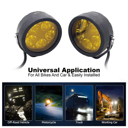 LED fog light for cars, 90W LED fog light, white fog light with yellow cap, universal LED fog lamp, motorcycle fog light, truck LED fog light, high power LED driving light