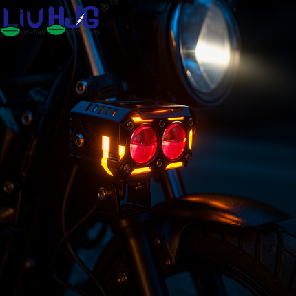LIU HJG Dual Cut Lens Dual Lens LED Fog Light With Wiring Kit Waterproof & Dustproof 120W 12V DC Power Yellow, White, Red Devil Eye Light, Yellow DRL Universal fit for All Bikes & Cars (Pack of 2) - LIU HJG
