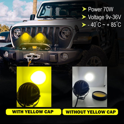 LIU HJG 7 LED Fog Light, 70W Round LED Fog Light, White Fog Light with Yellow Cap, Car Bike Universal Fog Light, Adjustable Lumens Fog Lamp, HJG LED Spot Driving Lamp, 7 LED Fog Light for Car, LED Fog Light with Wiring Kit, White Yellow Dual Color Fog Lamp, High Power Fog Light for Bike, Waterproof LED Fog Light, Compact LED Driving Light, 6000K LED Fog Lamp for Vehicles, Off-Road LED Fog Light, Motorcycle Fog Light with Switch, Universal Fit LED Fog Light, Scratch Resistant Fog Light, Aluminum Housing Fog 