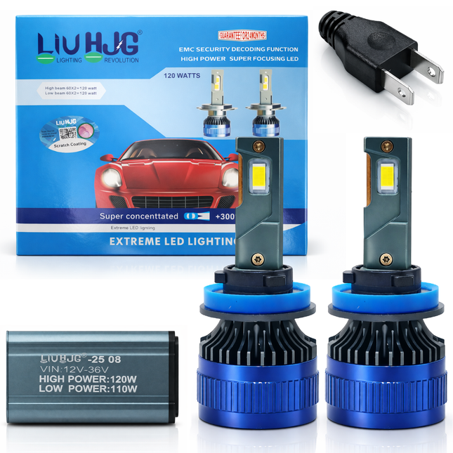LIU HJG LED H7 Headlight Bulb Waterproof & Dustproof 120W 12V DC Power High Low Beam White Light Reflection Universal fit for All Bikes & Cars Model Pack of 2 Piece - LIU HJG