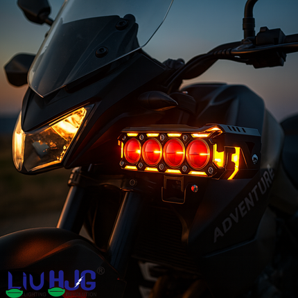 LIU HJG Dual Cut Lens 4 Lens LED Fog Light With Wiring Kit Waterproof & Dustproof 300W 12V DC Power Yellow, White, Red Devil Eye Light, Yellow DRL Universal fit for All Bikes & Cars (Pack of 2) - LIU HJG