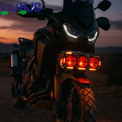 LIU HJG Dual Cut Lens 3 Lens LED Fog Light With Wiring Kit Waterproof & Dustproof 240W 12V DC Power Yellow, White, Red Devil Eye Light, Yellow DRL Universal fit for All Bikes & Cars (Pack of 2) - LIU HJG