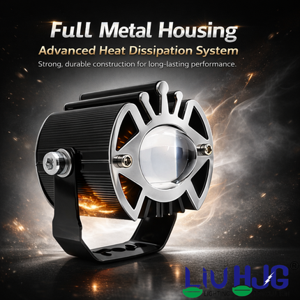 LIU HJG Super Bright LED Single Fog Light Waterproof & Dustproof 25W 12V DC Power Heat Dissipation Yellow White & Blue Devil Eye Light Reflection Universal fit for All Bikes & Cars Model (Pack of 1) - LIU HJG