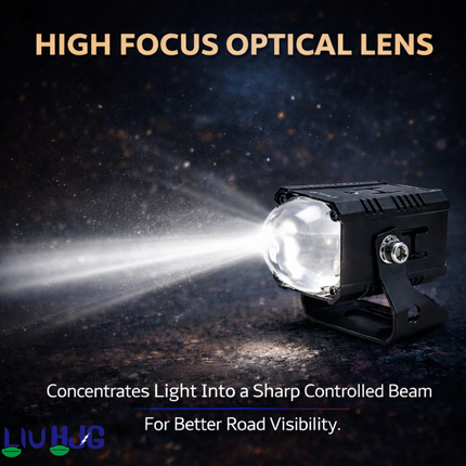 LIU HJG Single Lens High Bright LED Fog Light Waterproof & Dustproof 60W 12V-80V DC Power Yellow White & Red Devil Eye Light Reflection Universal fit for All Bikes & Cars (Pack of 2) - LIU HJG