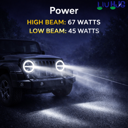 LIU HJG 7 Inch DRL LED Headlight Bulb High Brightness Waterproof & Dustproof High Beam 67W Low Beam 45W 12V DC Power Yellow White DRL Light Fit for Thar, Jeep, Classic 350, GT 650 (Pack of 1) - LIU HJG
