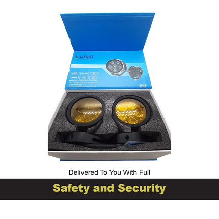 LED fog light for cars, 90W LED fog light, white fog light with yellow cap, universal LED fog lamp, motorcycle fog light, truck LED fog light, high power LED driving light