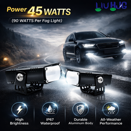 LIU HJG Yellow White Slim Drive Fog Light Universal for Motorcycle & Car - LIU HJG