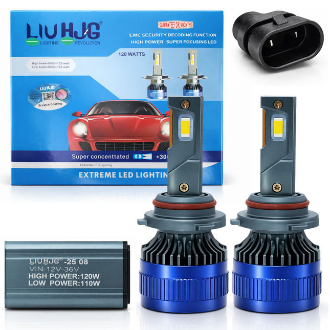 LIU HJG LED 9006 Headlight Bulb Waterproof & Dustproof 120W 12V DC Power High Low Beam White Light Reflection Universal fit for All Bikes & Cars Model Pack of 2 Piece - LIU HJG