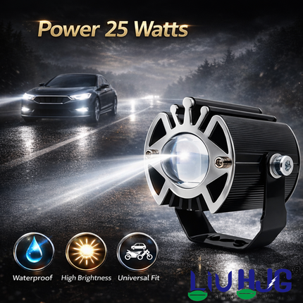 LIU HJG Super Bright LED Single Fog Light Waterproof & Dustproof 25W 12V DC Power Heat Dissipation Yellow White & Blue Devil Eye Light Reflection Universal fit for All Bikes & Cars Model (Pack of 1) - LIU HJG
