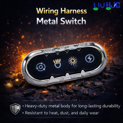 LIU HJG 3 Pin Premium Wiring Harness 3.4M Heavy Duty Copper Wire with Metal Wireless Switch for Auxiliary LED Fog Lights Universal Fit (Pack of 1) - LIU HJG