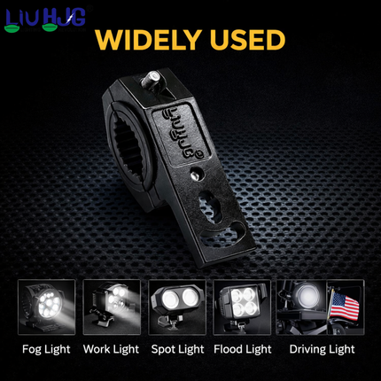 LIU HJG Fog Light Clamps with Non Slip Rubber & Installation Tools Adjustable Brackets Heavy Duty Clamps Rustproof Universal fit for all Motorcycle, Car Jeep, SUV & Others (Pack 1 Set) - LIU HJG
