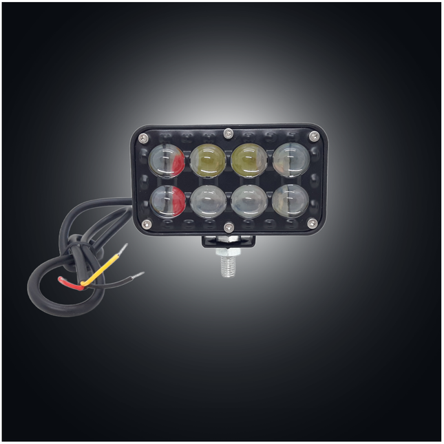 LIU HJG 8 LED Lens Fog Light Dual Color with Flashing Mode (Yellow/White & Red/Blue, Pack of 1)