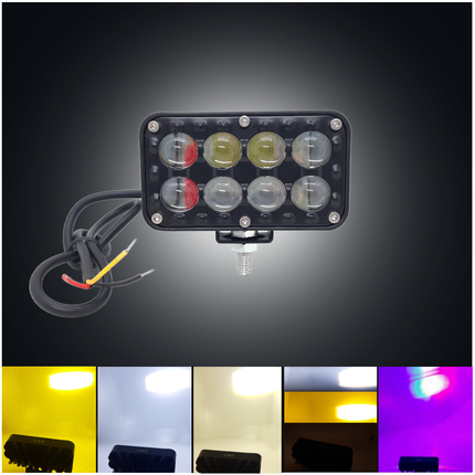 LIU HJG 8 LED Lens Fog Light Dual Color with Flashing Mode (Yellow/White & Red/Blue, Pack of 1)