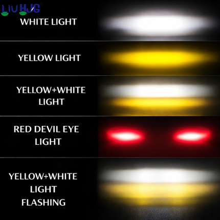 LIU HJG LED Tiny Laser Cannon Single Lens Fog Light Wateproof & Dustproof High Brightness 40W 12V DC Power Yellow White & Red Devi Eye Light Universal fit for All Bikes & Cars (Pack of 2 With Switch) - LIU HJG