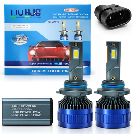 LIU HJG LED 9005 Headlight Bulb Waterproof & Dustproof 120W 12V DC Power High Low Beam White Light Reflection Universal fit for All Bikes & Cars Model Pack of 2 Piece - LIU HJG