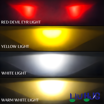 LIU HJG Ultra Bright Single Lens Fog Light Waterproof & Heat Dissipation 2 Types of Clamp Fitting 40W 12V DC Power Yellow White & Red Devil Eye Light Universal fit All Bikes & Cars (Pack of 2) - LIU HJG