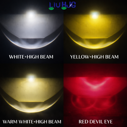 LIU HJG 3 Lens Gorilla Fog Light Waterproof & Dustproof 60W Each (120W Total) 12V-80V DC Power Yellow, White, Warm White, Red Devil Eye Light Reflection Universal fit All Bike & Car Model (Pack 2) - LIU HJG