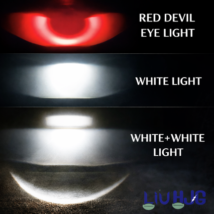 LIU HJG LED Dual Cut Lens Fog Light Waterproof & Heat Dissipation 2 Types of Clamp Fitting 120W 12V DC Power White & Red Devil Eye Light Universal fit All Bikes & Cars (Pack of 2) - LIU HJG