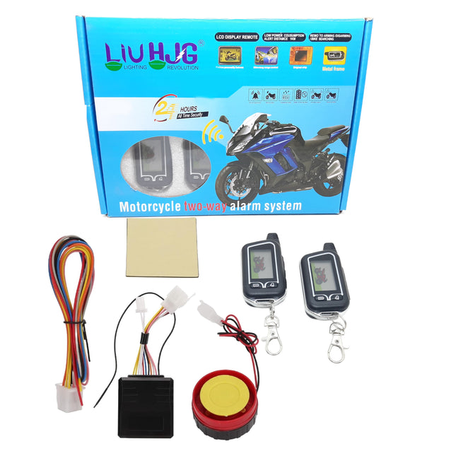Motorcycle Anti Theft Alarm Device Universal For All Bikes (Pack Of 1 Set, Screen Remote Double)
