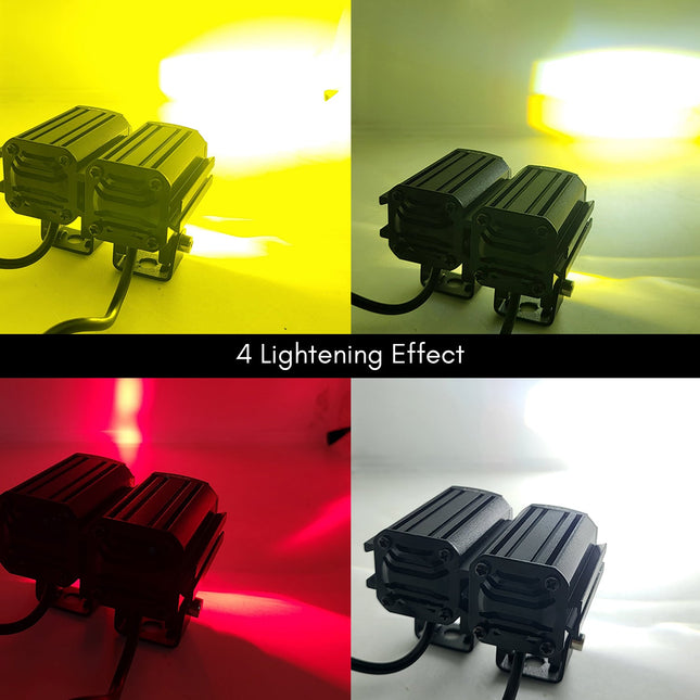 LIU HJG CO-2 LED Fog Light, 60W LED Fog Light for Bike and Car, White Yellow Fog Light with Red Devil Eye, Dual Color LED Fog Lamp, Universal LED Fog Light, Devil Eye Fog Light, Bike Fog Light 60W, Car Fog Light with Red DRL, Waterproof LED Fog Light, High Brightness Fog Lamp, LIU HJG Dual Beam Fog Light, LED DRL Fog Light for Car Bike, CO-2 Model Fog Light, Red Devil Eye LED Fog Lamp, Automotive LED Fog Light