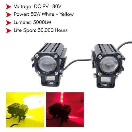 LIU HJG CO-2 LED Fog Light, 60W LED Fog Light for Bike and Car, White Yellow Fog Light with Red Devil Eye, Dual Color LED Fog Lamp, Universal LED Fog Light, Devil Eye Fog Light, Bike Fog Light 60W, Car Fog Light with Red DRL, Waterproof LED Fog Light, High Brightness Fog Lamp, LIU HJG Dual Beam Fog Light, LED DRL Fog Light for Car Bike, CO-2 Model Fog Light, Red Devil Eye LED Fog Lamp, Automotive LED Fog Light