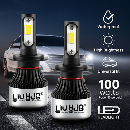 LIU HJG H7 LED Headlight Bulbs with COB Chips | 6500K White Light | 12-Month Warranty - LIU HJG