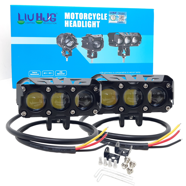 LIU HJG Dual Lens Headlight LED Work Light Fog Lamp Dual Color Motorcycle Lights Spot Light High beam/Low beam(9-60V DC - 90W)