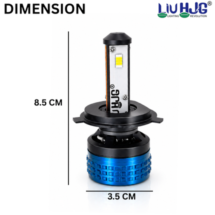 LIU HJG K7 80W LED Headlight Bulb Physical Height and Base Diameter Dimensions (8.5 CM)