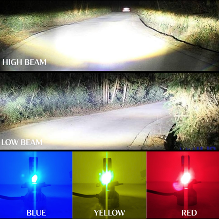 LIU HJG M2 Mini LED High Bright Remote Control Headlight Bulb Waterproof & Heat Dissipation 80W 12V DC Power White & Red/Blue/Yellow Flashing Bulb Universal fit for All Bikes & Cars (Pack of 1)