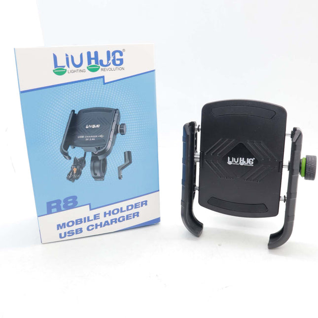 LIU HJG bike mobile holder with USB, universal motorcycle phone mount, 360° rotating mobile holder for bike, phone holder with charger for bikes, adjustable bike phone mount, secure mobile holder for motorcycle, USB charging phone mount for two-wheelers, handlebar phone holder with USB, mobile stand for all bikes, heavy-duty bike phone clamp, mobile holder with 360 degree rotation, LIU HJG universal bike accessories.