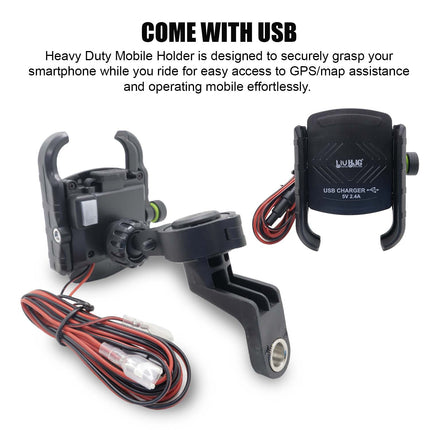 LIU HJG bike mobile holder with USB, universal motorcycle phone mount, 360° rotating mobile holder for bike, phone holder with charger for bikes, adjustable bike phone mount, secure mobile holder for motorcycle, USB charging phone mount for two-wheelers, handlebar phone holder with USB, mobile stand for all bikes, heavy-duty bike phone clamp, mobile holder with 360 degree rotation, LIU HJG universal bike accessories.