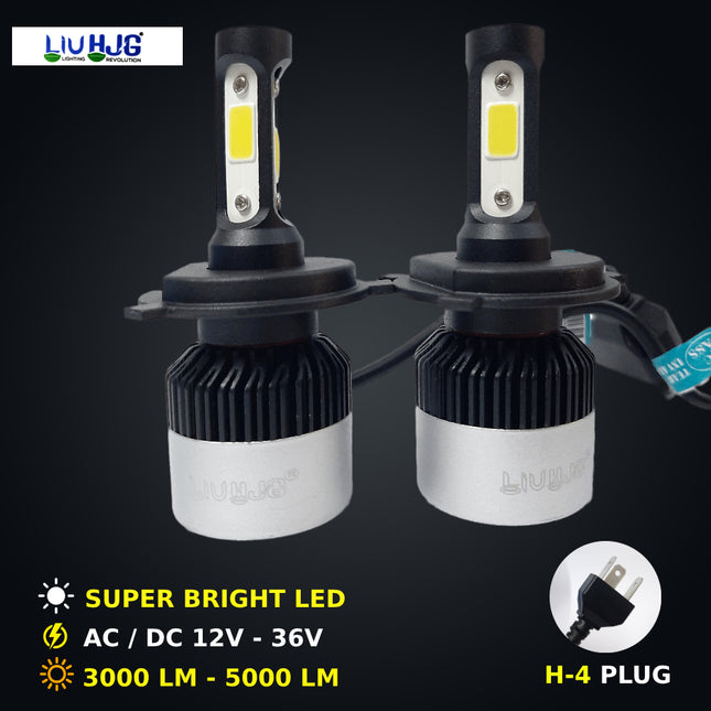 H4 LED Headlight Bulbs for Car and Bike, LIU HJG COB LED Bulbs, 6500K White Headlight Bulb, LED Headlight with Warranty, Plug and Play H4 LED Bulb, Universal LED Headlight for Vehicles, High Brightness LED Car Bulbs, Energy Efficient Bike Headlight, LED Headlight Conversion Kit, Long Life LED Headlight Pack of 2, Waterproof LED Bulbs for Cars and Motorcycles.