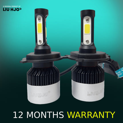 H4 LED Headlight Bulbs for Car and Bike, LIU HJG COB LED Bulbs, 6500K White Headlight Bulb, LED Headlight with Warranty, Plug and Play H4 LED Bulb, Universal LED Headlight for Vehicles, High Brightness LED Car Bulbs, Energy Efficient Bike Headlight, LED Headlight Conversion Kit, Long Life LED Headlight Pack of 2, Waterproof LED Bulbs for Cars and Motorcycles.