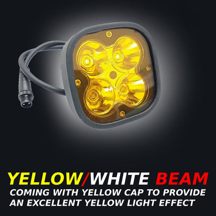 LIU HJG 60W LED Fog Light with Yellow Lens Cap & Wiring Kit | Universal Fit for Bike & Car