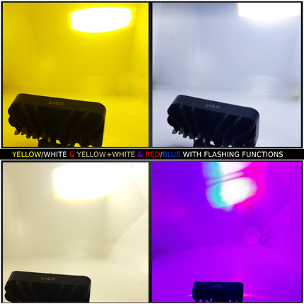 LIU HJG 8 LED Lens Fog Light Dual Color with Flashing Mode (Yellow/White & Red/Blue, Pack of 1)