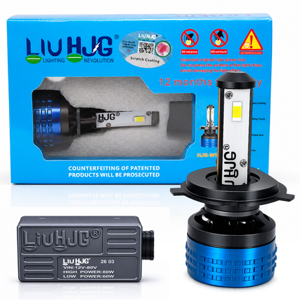 Original LIU HJG 80W K7 LED Headlight Bulb Set with Official Packaging Box and Hologram Seal