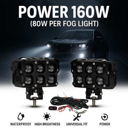 LIU HJG S19 160W LED Fog Light Yellow/White  DC 12V–80V  Universal for Bikes, Cars & Trucks  Plug-and-Play Wiring Kit  12-Month Warranty - LIU HJG