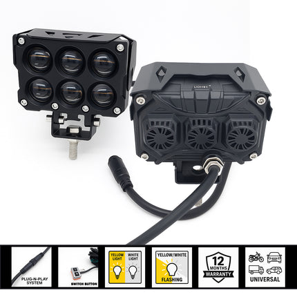 LIU HJG S19 Fog Light – Yellow/White,Universal Fit LED Fog Lamp for Bikes, Cars & Trucks,160W LED Fog Light with Complete Wiring Kit,High Power Off Road Fog Lights For All Vehicles