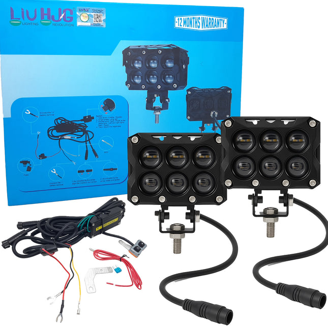 LIU HJG S19 Fog Light – Yellow/White,Universal Fit LED Fog Lamp for Bikes, Cars & Trucks,160W LED Fog Light with Complete Wiring Kit,High Power Off Road Fog Lights For All Vehicles