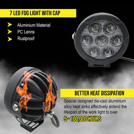 LIU HJG 7 LED Fog Light, 70W Round LED Fog Light, White Fog Light with Yellow Cap, Car Bike Universal Fog Light, Adjustable Lumens Fog Lamp, HJG LED Spot Driving Lamp, 7 LED Fog Light for Car, LED Fog Light with Wiring Kit, White Yellow Dual Color Fog Lamp, High Power Fog Light for Bike, Waterproof LED Fog Light, Compact LED Driving Light, 6000K LED Fog Lamp for Vehicles, Off-Road LED Fog Light, Motorcycle Fog Light with Switch, Universal Fit LED Fog Light, Scratch Resistant Fog Light, Aluminum Housing Fog 