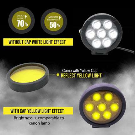 LIU HJG 7 LED Fog Light, 70W Round LED Fog Light, White Fog Light with Yellow Cap, Car Bike Universal Fog Light, Adjustable Lumens Fog Lamp, HJG LED Spot Driving Lamp, 7 LED Fog Light for Car, LED Fog Light with Wiring Kit, White Yellow Dual Color Fog Lamp, High Power Fog Light for Bike, Waterproof LED Fog Light, Compact LED Driving Light, 6000K LED Fog Lamp for Vehicles, Off-Road LED Fog Light, Motorcycle Fog Light with Switch, Universal Fit LED Fog Light, Scratch Resistant Fog Light, Aluminum Housing Fog 