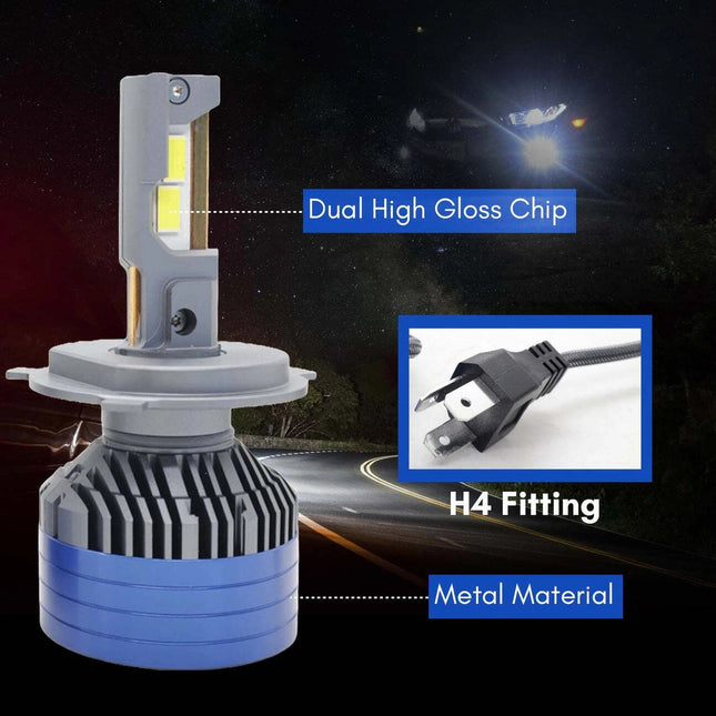 LIU HJG 300W LED headlight bulb, white car LED headlight with H4 plug, 6000K LED headlight for cars, 12V–80V LED headlight bulb, 30000LM LED headlight for vehicles, projector headlight compatible LED bulb, high brightness LED car bulb, +300% brightness headlight, LED headlight for bikes and cars, universal LED headlight with warranty, H4 LED conversion kit, dual beam LED car light, long-lasting automotive LED headlight.