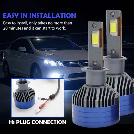 LIU HJG 300W LED headlight bulb H1, white LED car headlight with H1 plug, 6000K H1 LED bulb for vehicles, 12V–80V H1 LED headlight, 30000LM high brightness LED light, H1 LED for projector headlights, LED headlight for reflector systems, +300% brighter LED car bulb, universal H1 LED headlight for bikes and cars, durable automotive LED headlight with H1 plug, LIU HJG H1 LED upgrade for vehicles.