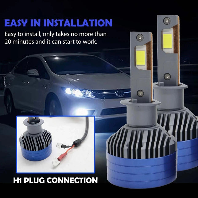 LIU HJG 300W LED headlight bulb H1, white LED car headlight with H1 plug, 6000K H1 LED bulb for vehicles, 12V–80V H1 LED headlight, 30000LM high brightness LED light, H1 LED for projector headlights, LED headlight for reflector systems, +300% brighter LED car bulb, universal H1 LED headlight for bikes and cars, durable automotive LED headlight with H1 plug, LIU HJG H1 LED upgrade for vehicles.