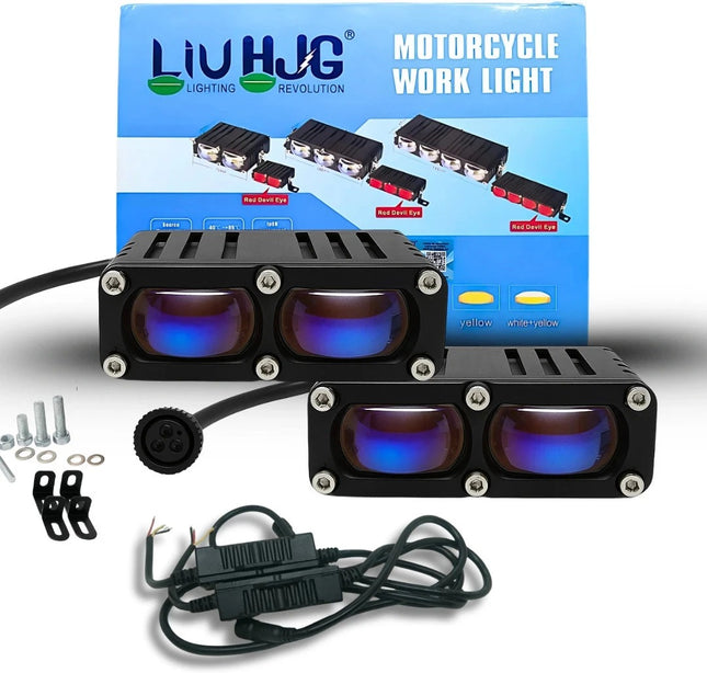 LIU HJG 2 LED Fog Light, Yellow White Fog Lamp, Red Devil Eye Fog Light, 100W LED Fog Light, 12V-80V Fog Light, Waymaker Fog Light, Dual Color LED Fog Lamp, Universal Fog Light for Car Bike Truck, HJG Fog Light with Red Accent, High Power LED Fog Lamp, Stylish LED Fog Light, Waterproof Fog Light for Vehicles, Off-Road Fog Light, Motorcycle LED Fog Light, Car Truck Auxiliary Light, LED Fog Light with Devil Eye, Bright LED Fog Light for Night Driving, All-Weather LED Fog Light, Compact LED Fog Lamp, HJG Unive
