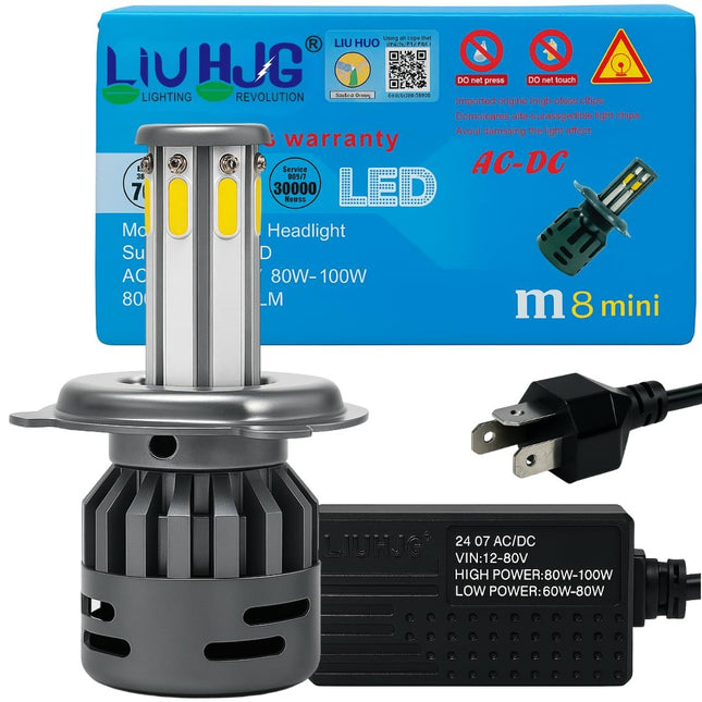 LIU HJG 80W LED White Headlight Bulb | 12V-80V AC/DC | Waterproof & Durable | High Brightness with Heat Dissipation | Universal for Car & Bike | Energy Efficient LED (Pack of 1)