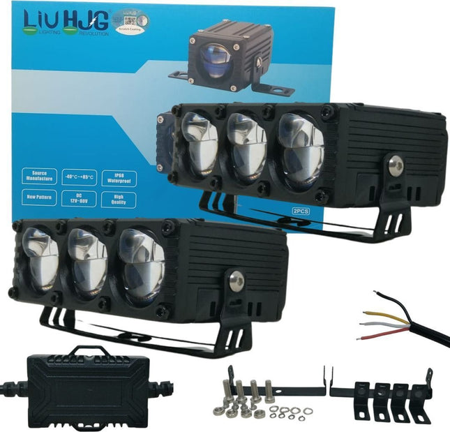 LIU HJG Yellow/White 3 Lens 260 Watt Blaze Waymaker Pro Fog Light With Devil Eye Universal For Bike & Car( Pack of 2)